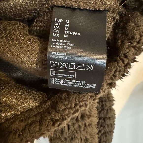 H&M Green Teddy Zip Pullover Jacket Women’s Medium Faux Shearling Fleece - Picture 4 of 9